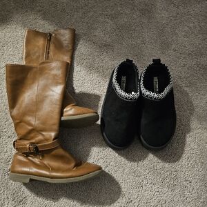 Brown Leather Knee-High Boots